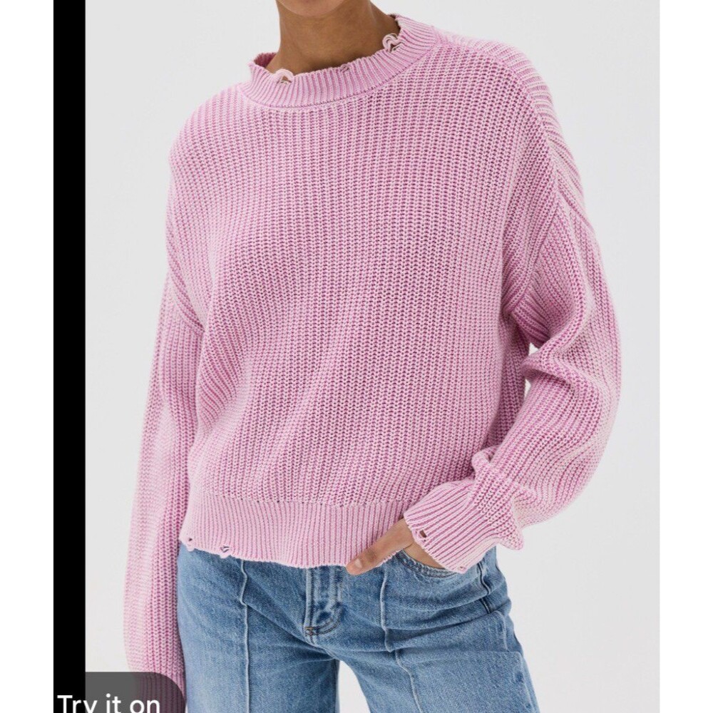 NWT Pistola Bubblegum Pink Ribbed Crewneck Sweater